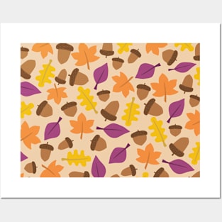 Leaves pattern background - autumn / fall colours Posters and Art